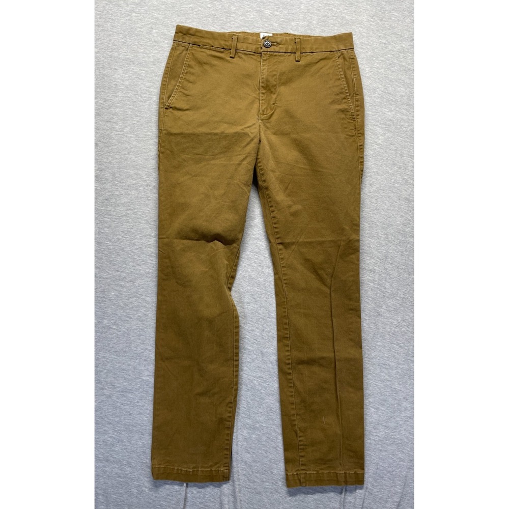 Gap‎ Essential Chino Pants Mens 32x30 Khaki Cotton Skinny Leg Slash Pockets